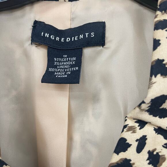 Ingredients Animal Print Button Front Jacket Brown Black Womens Plus Size 1X - Picture 4 of 4